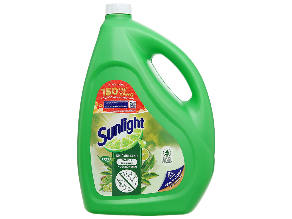 Nước rửa chén Sunlight Extra trà xanh khử 5 mùi tanh can 3.48 lít 2