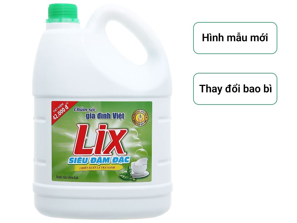 Nước rửa chén Lix siêu đậm đặc chiết xuất trà xanh can 3.92 lít 1