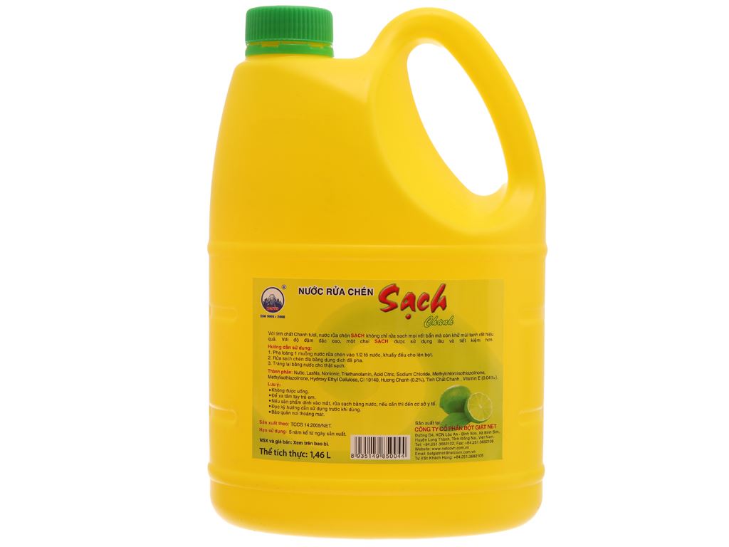 Nước rửa chén NET Sạch Vitamin E hương chanh can 1.46 lít 3