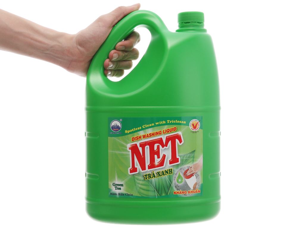 Nước rửa chén NET kháng khuẩn hương trà xanh can 3.88 lít 9