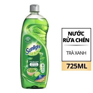 Nước rửa chén Sunlight Extra trà xanh khử 5 mùi tanh chai 725ml