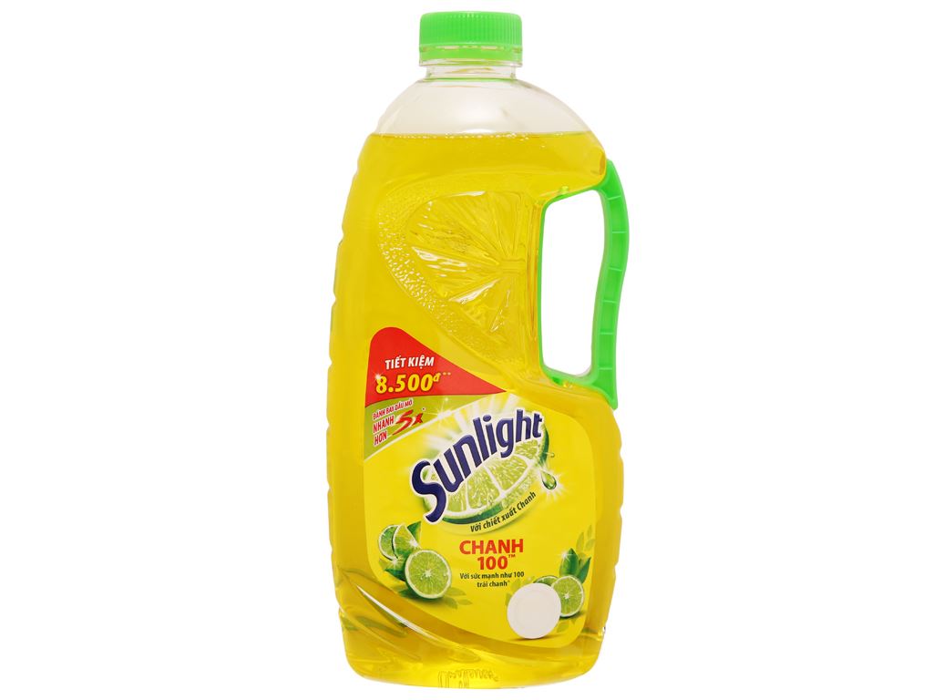 Nước rửa chén Sunlight Chanh 100 sạch nhanh xả bọt nhanh rửa sạch dầu mỡ chai 1.45 lít 1
