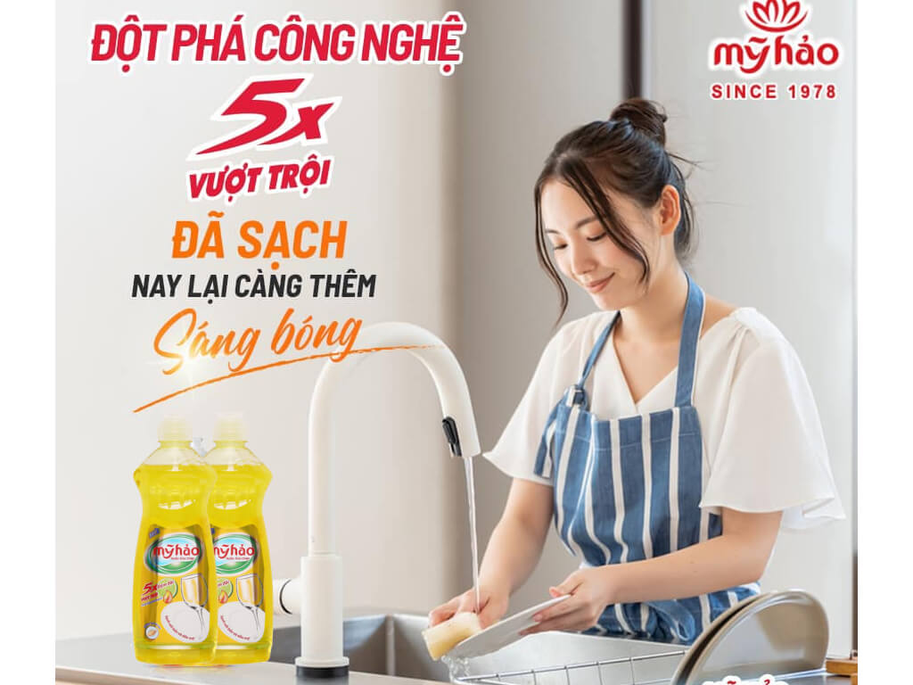 Nước rửa chén Mỹ Hảo 5X đậm đặc chai 400g 2