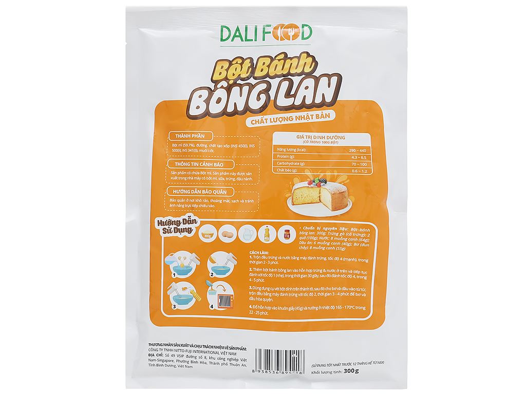 Bột bánh bông lan nướng Dali Food gói 300g 3