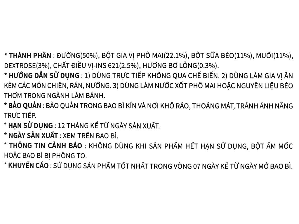 Bột gia vị phô mai O!Sajang gói 250g 3