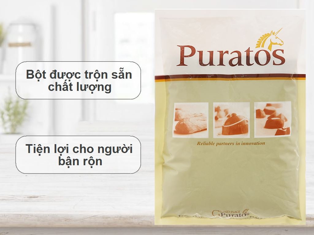 Bột trộn sẵn Puratos làm bánh bông lan sponge gold túi 1kg 2