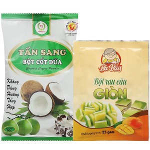 Bột cốt dừa Tấn Sang gói 50g và Bột rau câu giòn Bà Bảy gói 25g