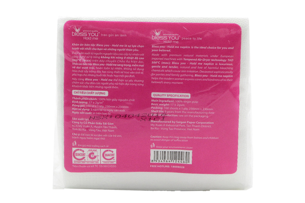 Khăn Ăn Bless You Hold Me 23 x 23cm – toantot