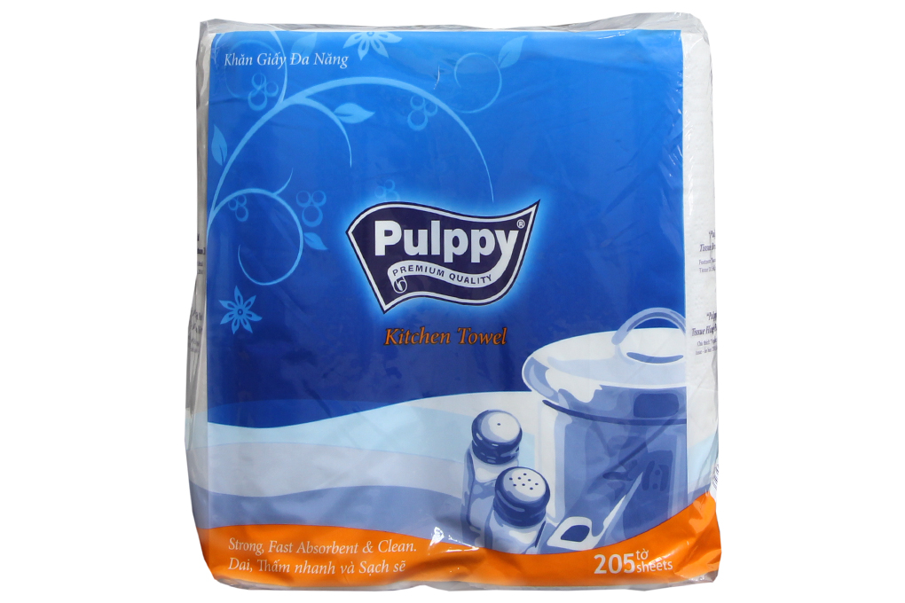 Khăn giấy đa năng Pulppy xanh 205 tờ 2 lớp (228mmx200mm)
