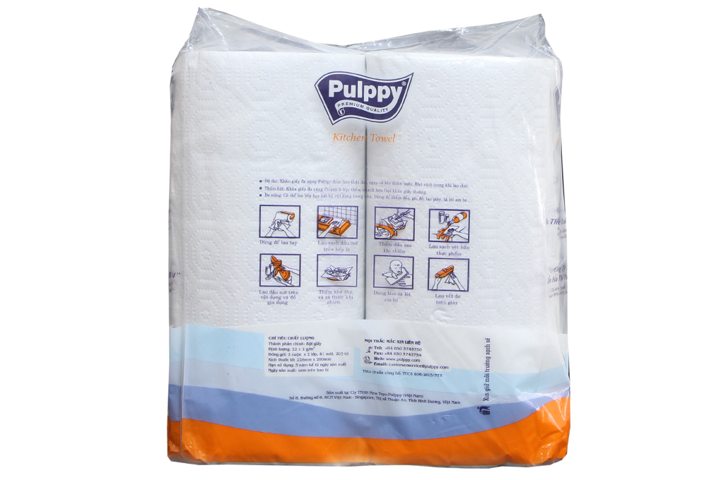 Khăn giấy đa năng Pulppy xanh 205 tờ 2 lớp (228mmx200mm)