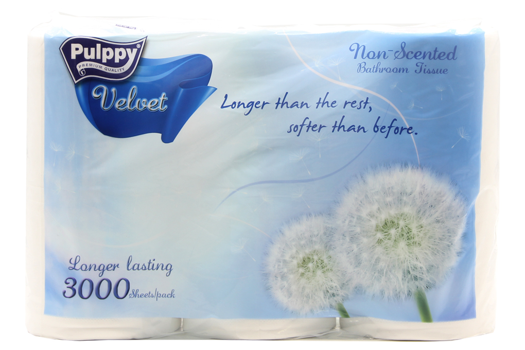 Giấy vệ sinh Pulppy Velvet xanh 6 cuộn