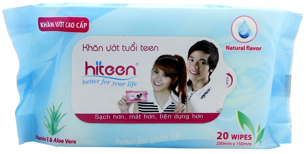 Khăn ướt Hiteen màu xanh gói 20 tờ