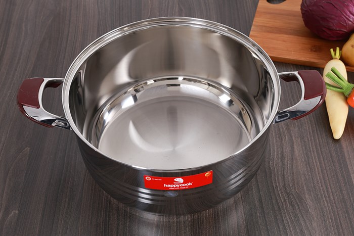 Bộ nồi xửng inox 3 đáy nắp inox 32 cm Happycook ST32-2 Màu Inox