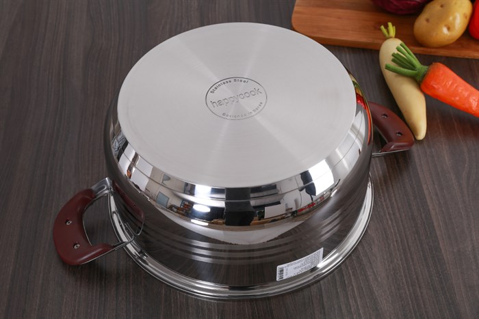 Bộ nồi xửng inox 3 đáy nắp inox 32 cm Happycook ST32-2 Màu Inox
