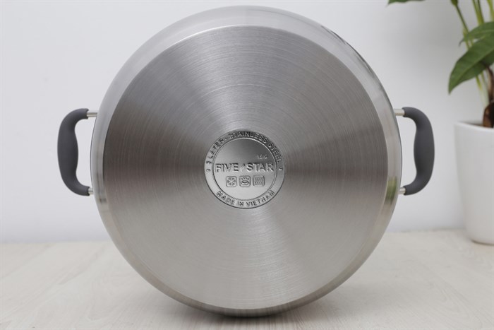 Nồi inox 3 đáy nắp inox 26 cm Fivestar N26-3DC Màu Inox