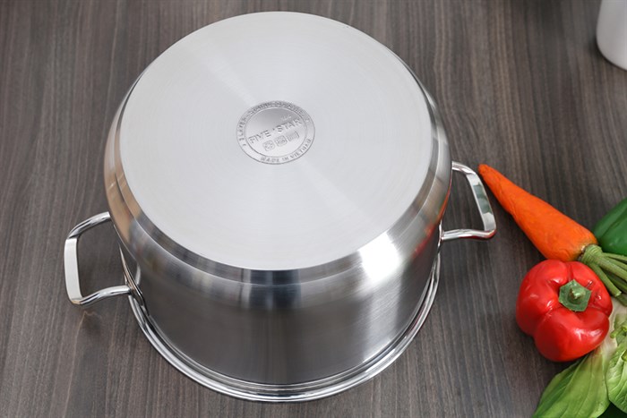 Nồi inox 3 đáy nắp inox 28 cm Fivestar N28-3QB Màu Inox