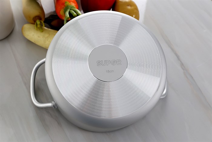Nồi nhôm oxy hóa mềm nắp nhôm 18 cm Supor HT08008-1 Màu Bạc
