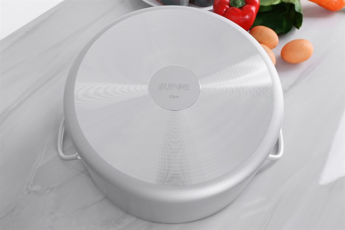 Nồi nhôm oxy hóa mềm nắp nhôm 26 cm Supor HT08008-4 Màu Bạc