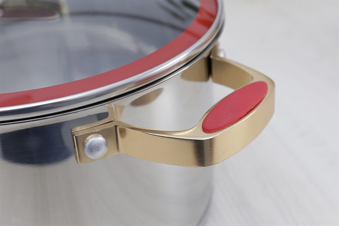 Nồi inox 5 đáy nắp kính 18 cm Elmich Red Velvet Màu Inox