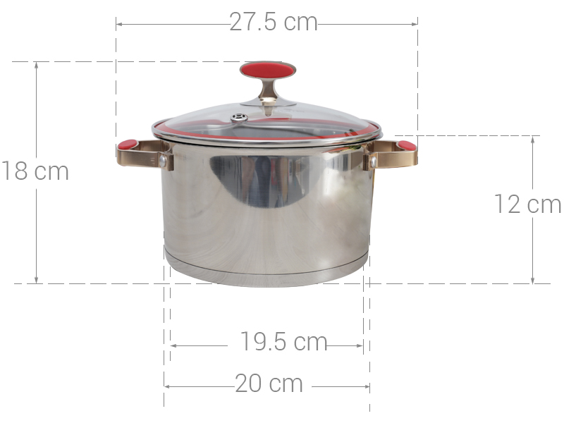 Nồi inox 5 đáy nắp kính 20 cm Elmich Red Velvet