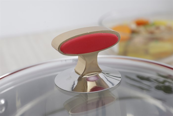 Nồi inox 5 đáy nắp kính 20 cm Elmich Red Velvet Màu Inox