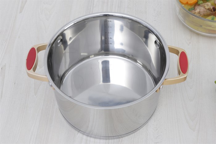 Nồi inox 5 đáy nắp kính 20 cm Elmich Red Velvet Màu Inox