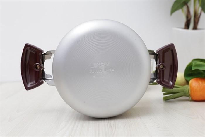 Nồi nhôm anod nắp kính 16 cm Sunhouse SH8833-16EBN Màu Xám