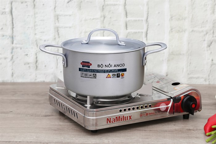 Nồi nhôm anod nắp nhôm 16 cm Sunhouse SH6542 Màu Xám