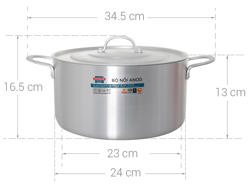 Nồi nhôm anod nắp nhôm 24 cm Sunhouse SH6542