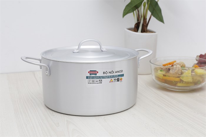 Nồi nhôm anod nắp nhôm 24 cm Sunhouse SH6542 Màu Xám
