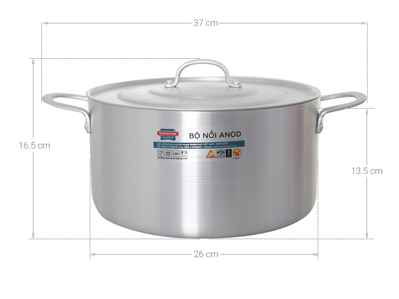 Nồi nhôm anod nắp nhôm 26 cm Sunhouse SH6542