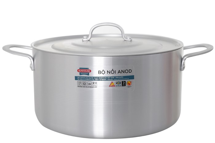 Nồi nhôm anod nắp nhôm 26 cm Sunhouse SH6542 Màu Xám