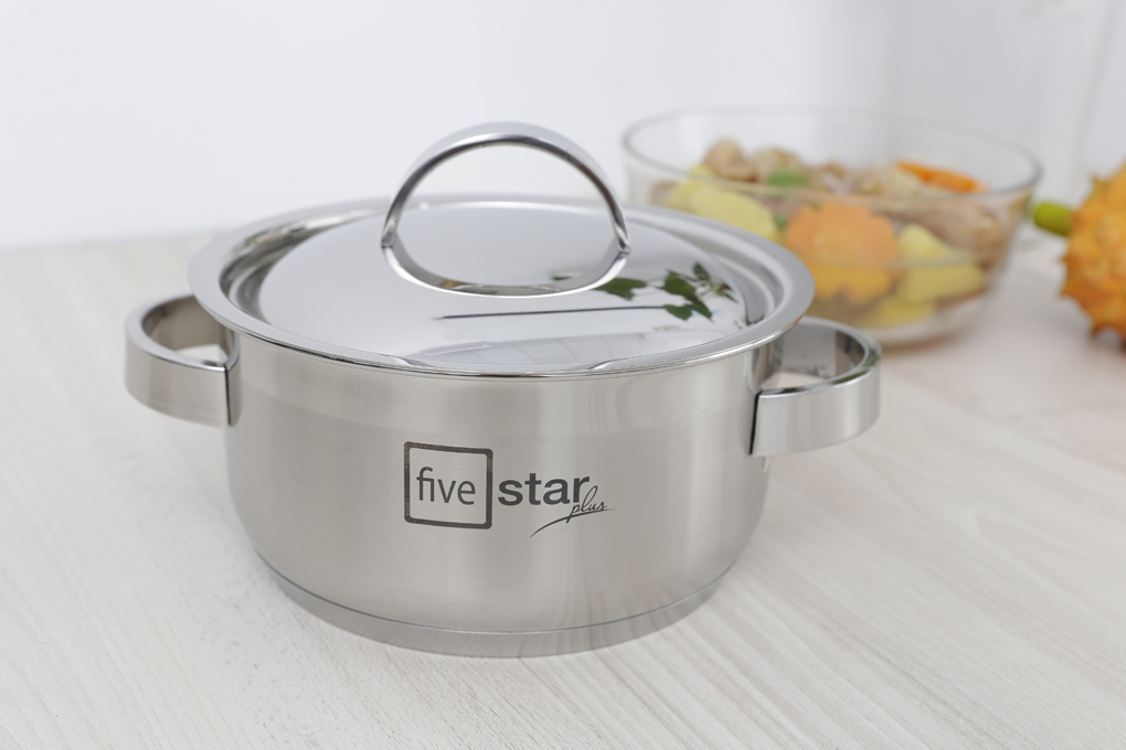 Nồi inox 3 đáy nắp inox 16 cm Fivestar N16-201QM Màu Inox