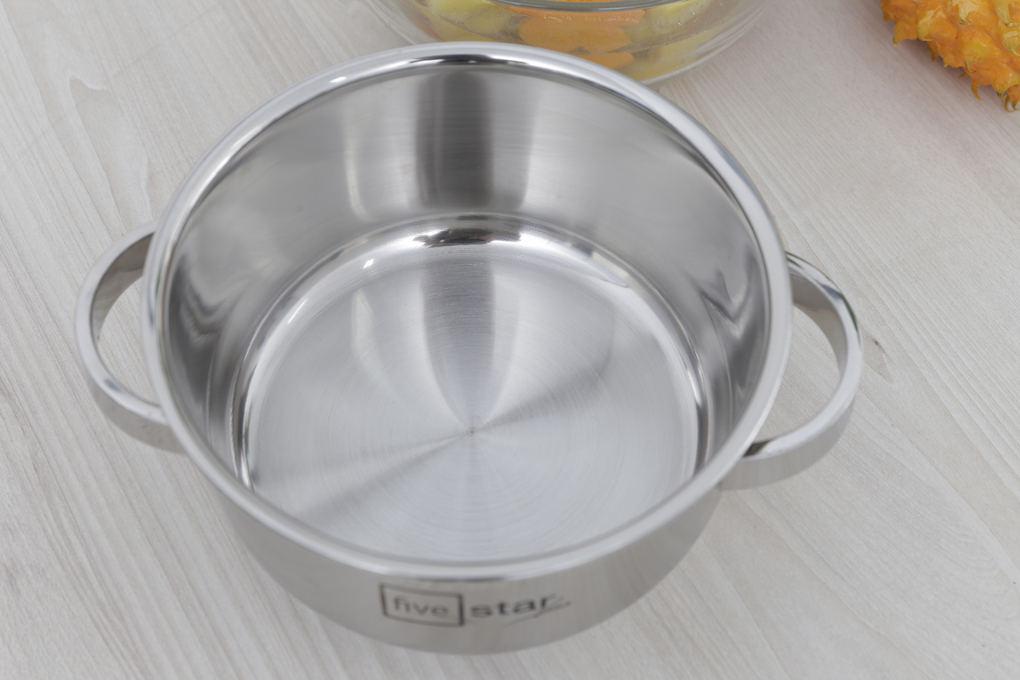 Nồi inox 3 đáy nắp inox 16 cm Fivestar N16-201QM Màu Inox