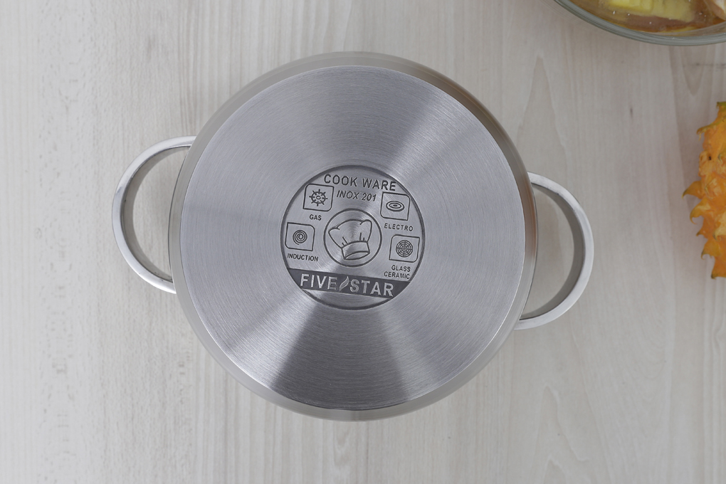 Nồi inox 3 đáy nắp inox 16 cm Fivestar N16-201QM Màu Inox