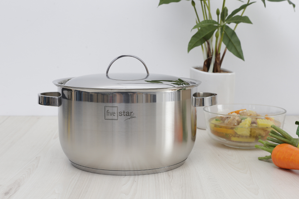 Nồi inox 3 đáy nắp inox 26 cm Fivestar N26-201QM Màu Inox