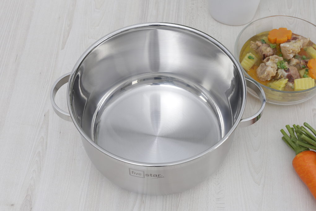 Nồi inox 3 đáy nắp inox 26 cm Fivestar N26-201QM Màu Inox