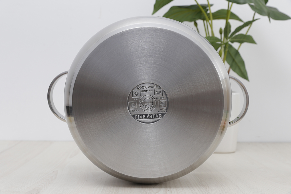 Nồi inox 3 đáy nắp inox 26 cm Fivestar N26-201QM Màu Inox