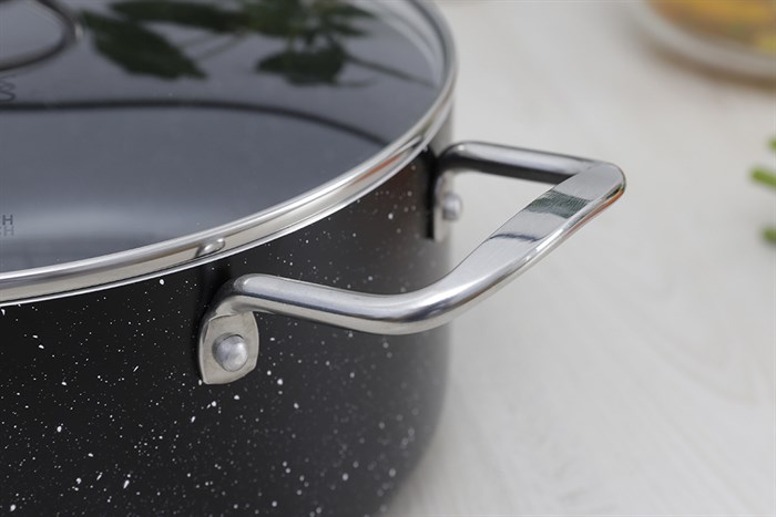 Nồi nhôm chống dính nắp kính 24 cm Delites NDE Màu Đen