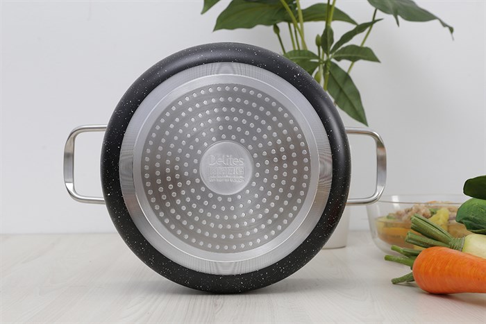 Nồi nhôm chống dính nắp kính 24 cm Delites NDE Màu Đen