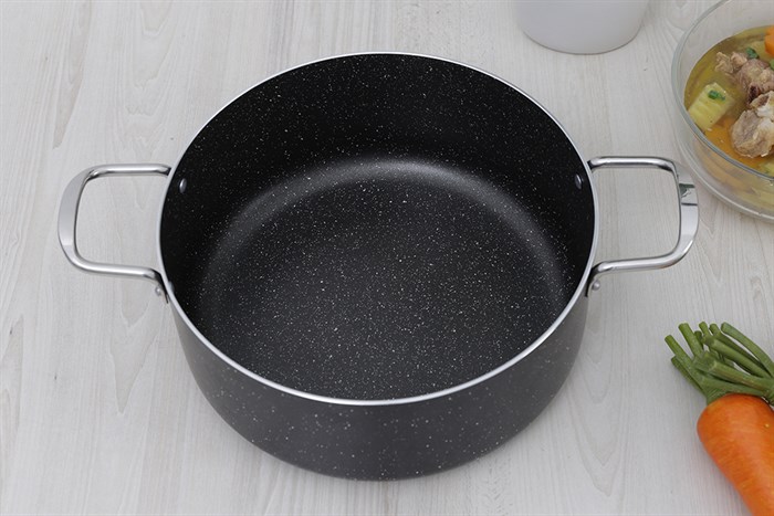 Nồi nhôm chống dính nắp kính 28 cm Delites NDE Màu Đen