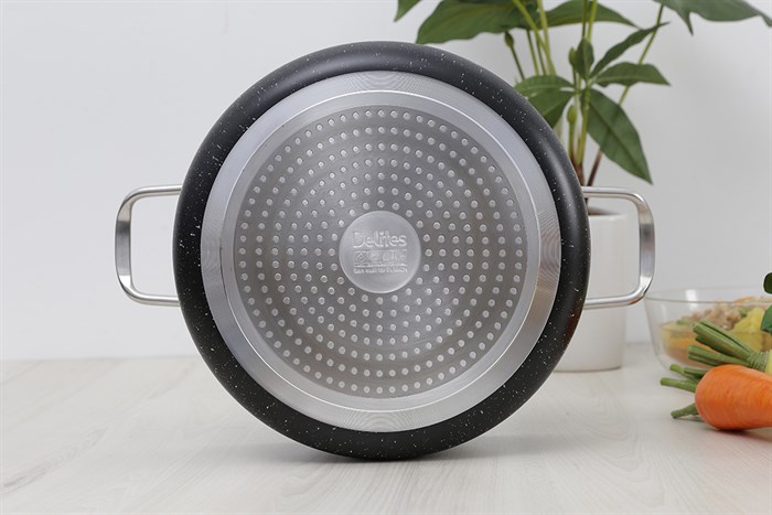 Nồi nhôm chống dính nắp kính 28 cm Delites NDE Màu Đen