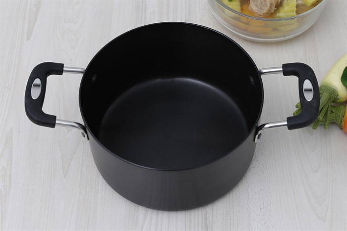 Nồi nhôm anod nắp kính 20 cm Sunhouse SP38120 Màu Đen