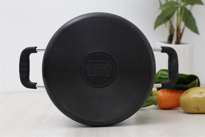 Nồi nhôm anod nắp kính 24 cm Sunhouse SP38124 Màu Đen