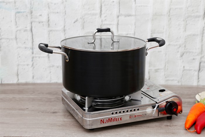 Nồi nhôm anod nắp kính 26 cm Sunhouse SP38126 Màu Đen