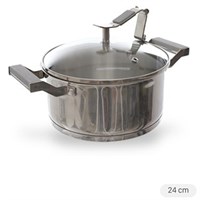 Nồi inox 3 đáy nắp kính 24 cm Delites 001NTA