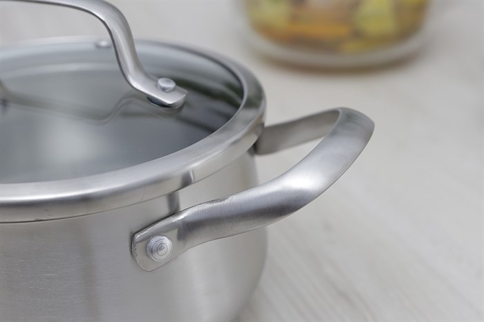 Nồi inox 3 đáy nắp kính 16 cm Delites 001NCH Màu Inox