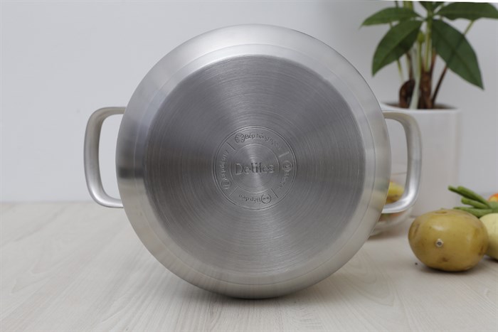 Nồi inox 3 đáy nắp kính 20 cm Delites 001NCH Màu Inox