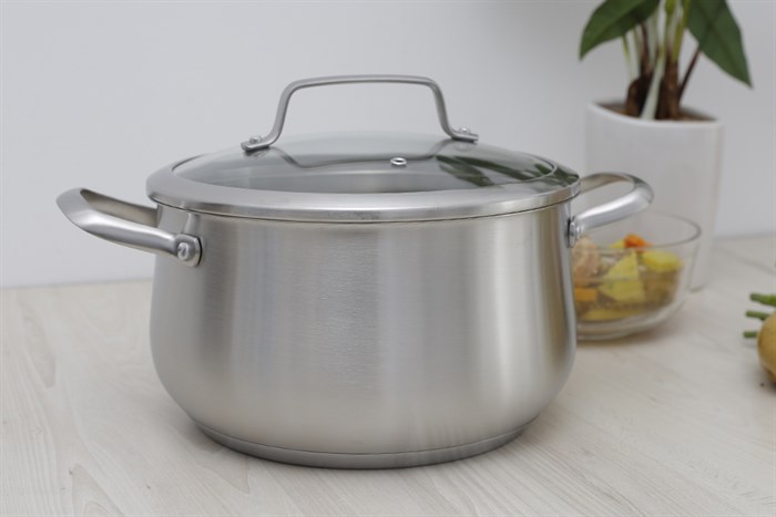 Nồi inox 3 đáy nắp kính 24 cm Delites 001NCH Màu Inox
