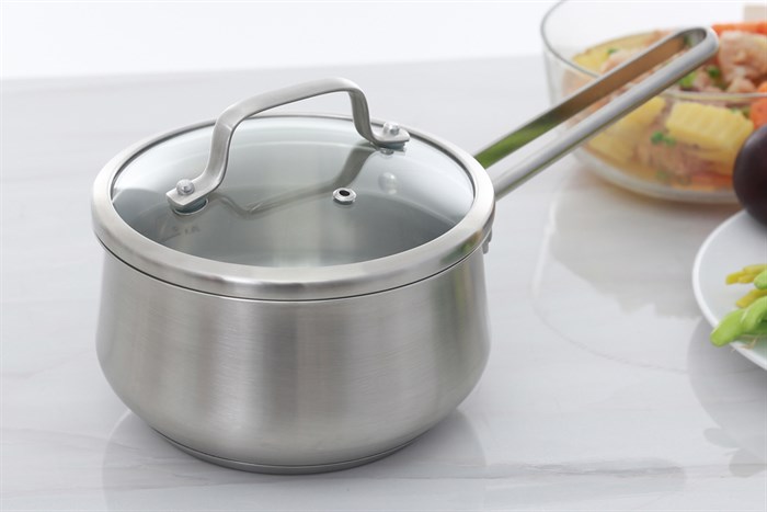 Quánh inox 3 đáy nắp kính 16 cm Delites 001NCH